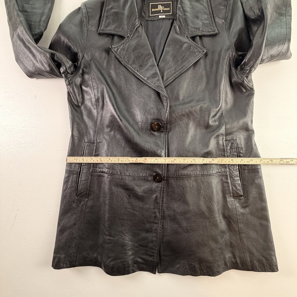 Vintage Brandon Thomas Black Blazer Genuine‎ Leather Jacket  90s, Women's Size L - Picture 6 of 11